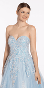 Strapless Embellish Glitter Ballgown with Floral Appliques Image 2