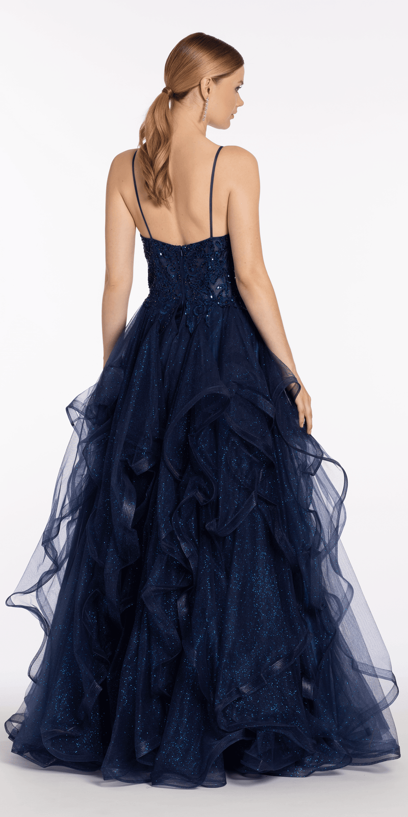 Sequin Plunge Corset Tulle Tiered Ballgown Camille La Vie Sequin Plunge Corset Tulle Tiered Ballgown Camille La Vie