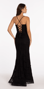 black/size/4/Camille La Vie/Beaded Stretch Lace Corset Trumpet Dress/back