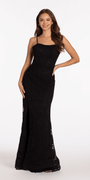 black/size/4/Camille La Vie/Beaded Stretch Lace Corset Trumpet Dress /front