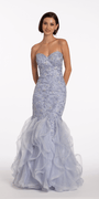 Floral Embellished Strapless Mermaid Dress with Horsehair Godets Image 1