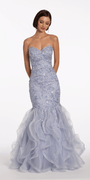 Floral Embellished Strapless Mermaid Dress with Horsehair Godets Image 3