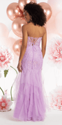 Embroidered Strapless Glitter Mesh Corset Mermaid Dress with Tendrils Image 4