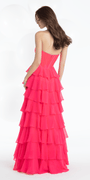 bright-pink/size/4/missy/Camille La Vie/Strapless Beaded Drape Chiffon Corset A Line Dress with Tiers/back