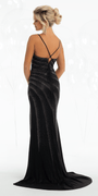 Shimmer Knit Criss Cross Sweetheart Column Dress with Heat Set Stones Image 3