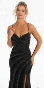 Shimmer Knit Criss Cross Sweetheart Column Dress with Heat Set Stones Image 2