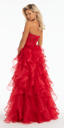 red/size/4/missy/Camille La Vie/Strapless Embroidered Organza Corset Ballgown with Ruffles/back