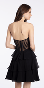 Camille La Vie Rhinestone Drape Neck Corset Fit and Flare Dress with Chiffon Tiers