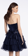 Camille La Vie Strapless Satin and Chiffon Fit and Flare Dress with Bows