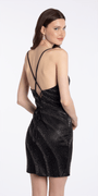 Camille La Vie Glitter Mesh Halter Bodycon Dress with Heat Set Stones