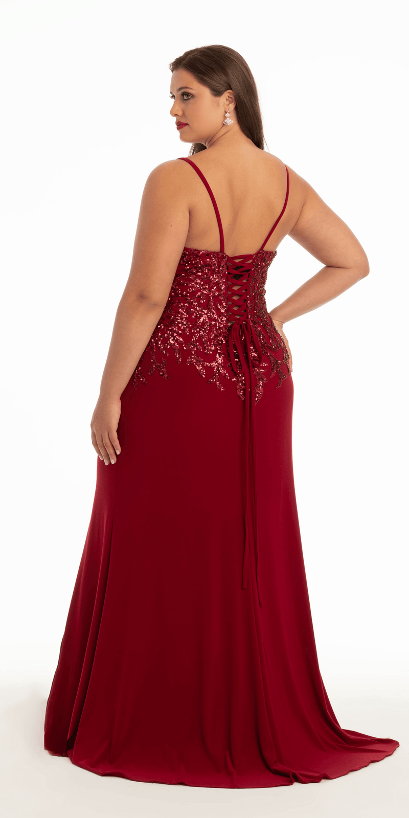 Jersey Tonal Sequin Dress with Side Slit plus / 16 / wine Jersey Tonal Sequin Dress with Side Slit plus / 16 / wine