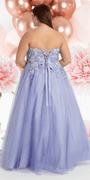 Camille La Vie Strapless Sweetheart Glitter Mesh Ballgown with 3D Appliques