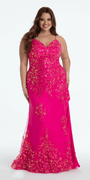 Embroidered Sequin Sweetheart Corset Column Dress with Side Slit Image 3