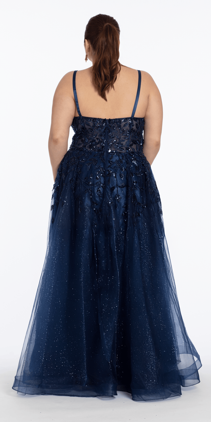 Sequin Embellished Plunge Glitter Tulle Ballgown – Camille La Vie