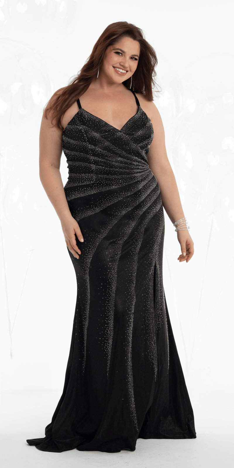 Shimmer Knit Criss Cross Sweetheart Column Dress with Heat Set Stones Image 4