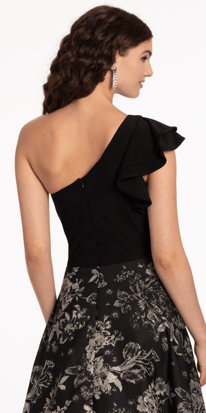 One Shoulder Jacquard A Line Dress with Pockets Image 5