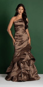 Camille La Vie One Shoulder Taffeta Tiered Hem Mermaid Dress