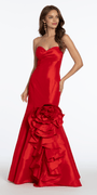 Stretch Taffeta Mermaid Dress with Ruffle Flower Hem Image 3