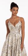 Sweetheart Floral Jacquard A Line Lace Up Back Dress Image 4