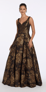 bronze/size/6/missy/Camille La Vie Sweetheart Floral Jacquard Ballgown with Pockets/front 