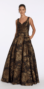 bronze/size/6/missy/Camille La Vie Sweetheart Floral Jacquard Ballgown with Pockets/front alt