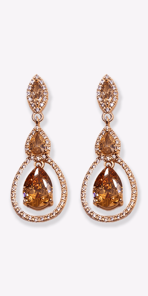 Tear Drop Halo Cubic Zirconia Earrings Image 1