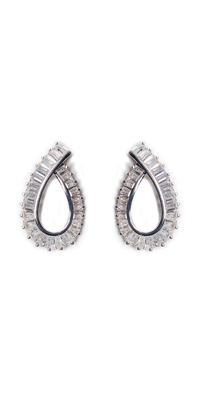 Channel Set Oval Ribbon Earrings Image 1