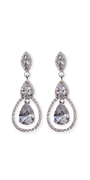 Tear Drop Halo Cubic Zirconia Earrings Image 1