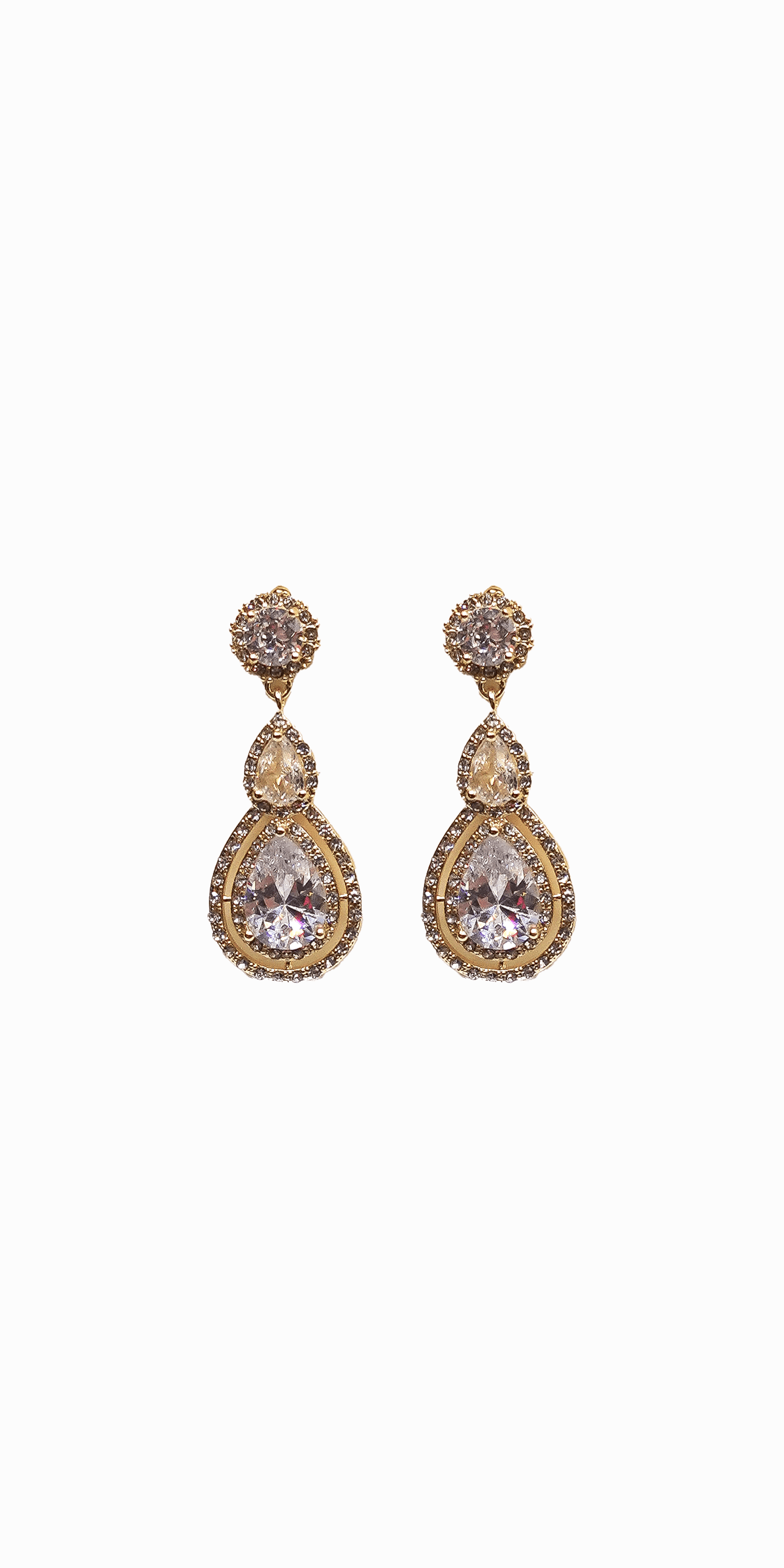 Camille La Vie /Double Teardrop  Halo Earrings/Size OS/ Gold/Front