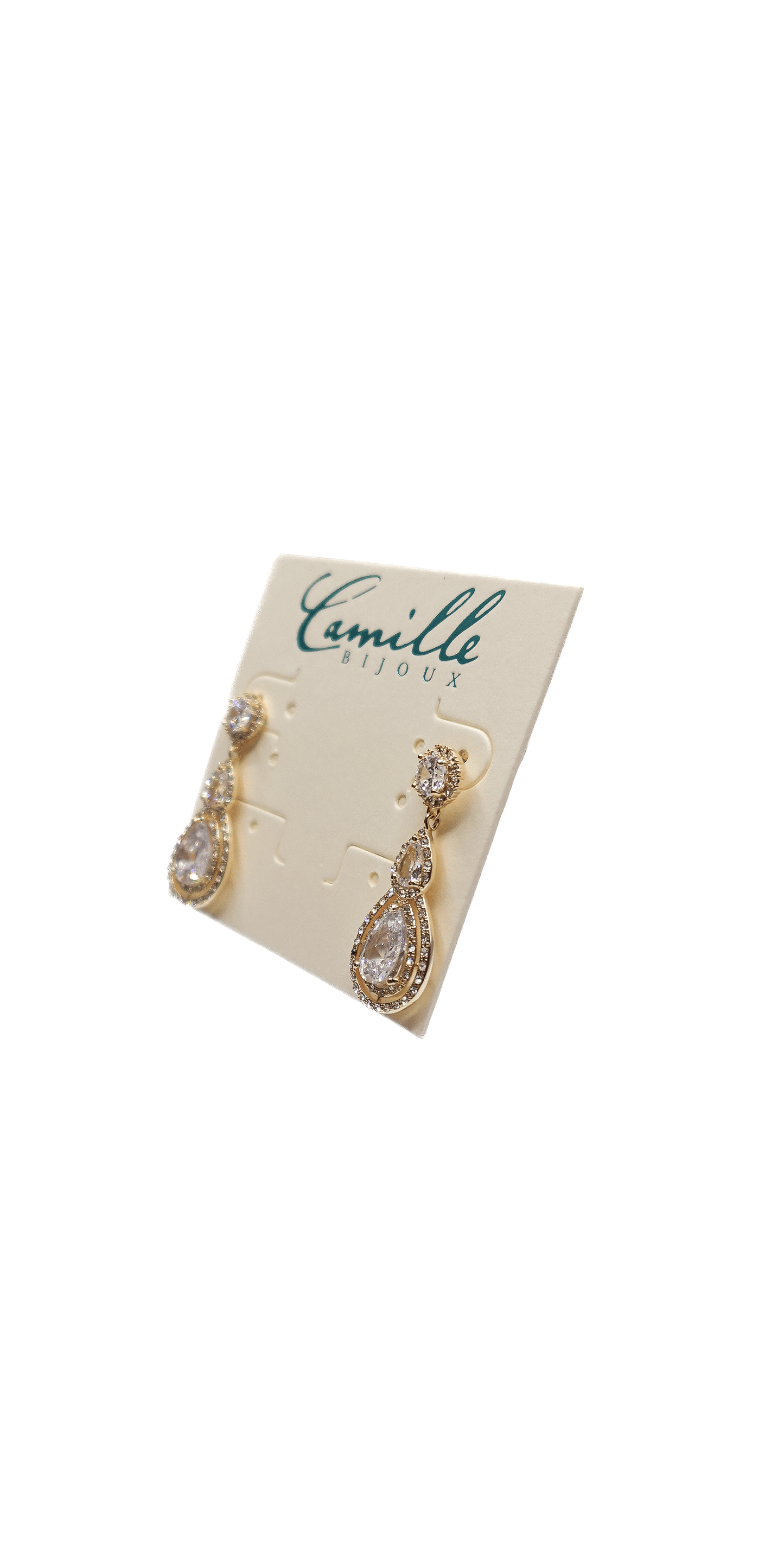 Camille La Vie /Double Teardrop Halo Earrings/Size OS/ Gold/ Front Alt