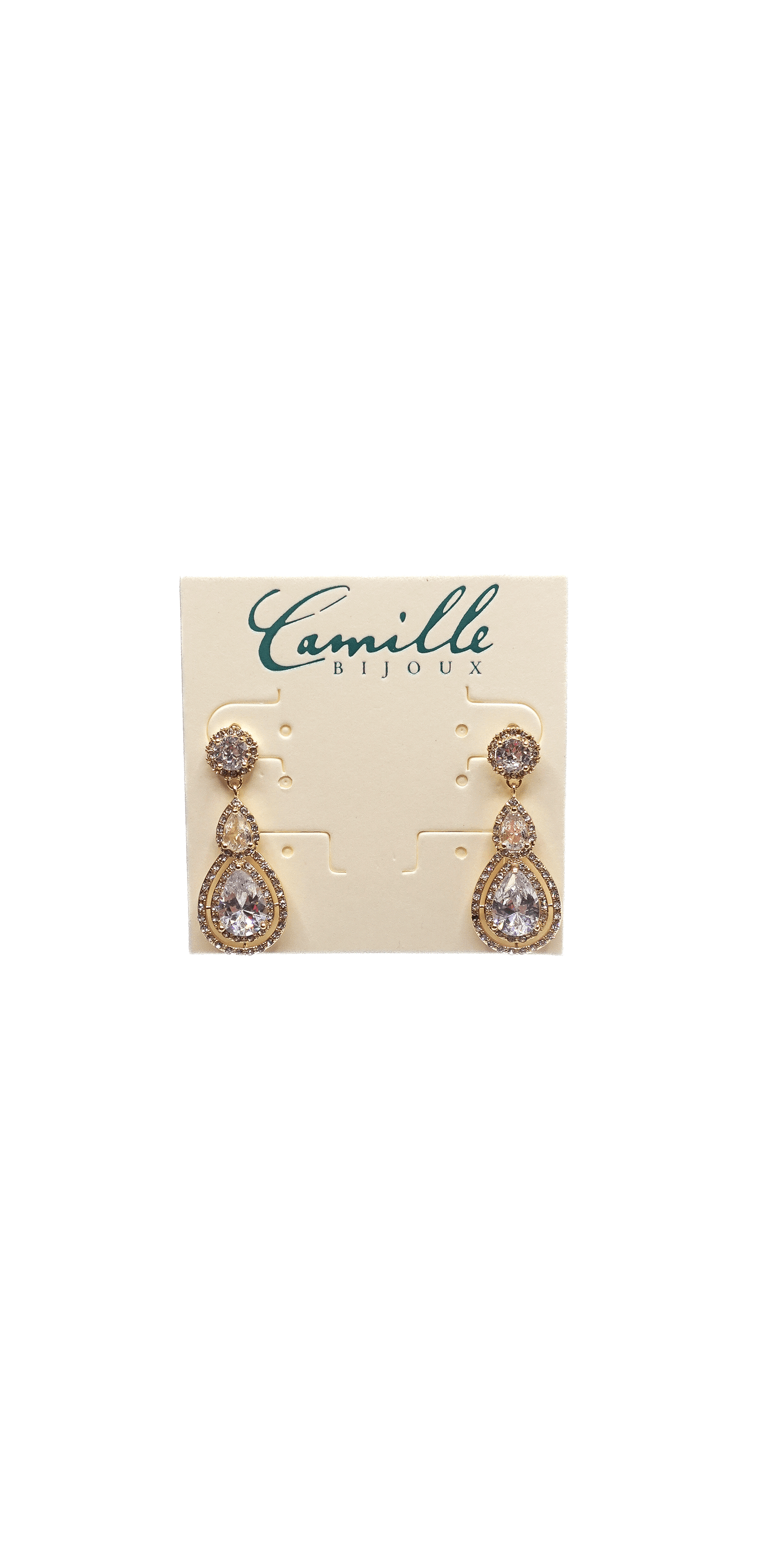 Camille La Vie /Double Teardrop  Halo Earrings/Size OS/ Gold/ Front Alt2