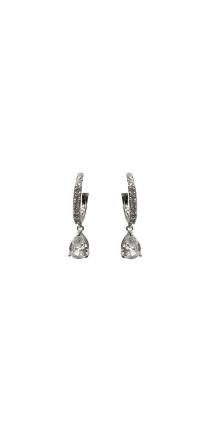 Channel Set Teardrop Hoop Earrings Image 1