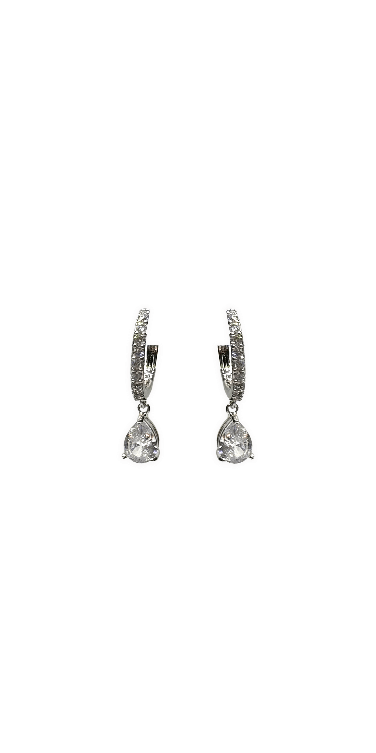 Channel Set Teardrop Hoop Earrings