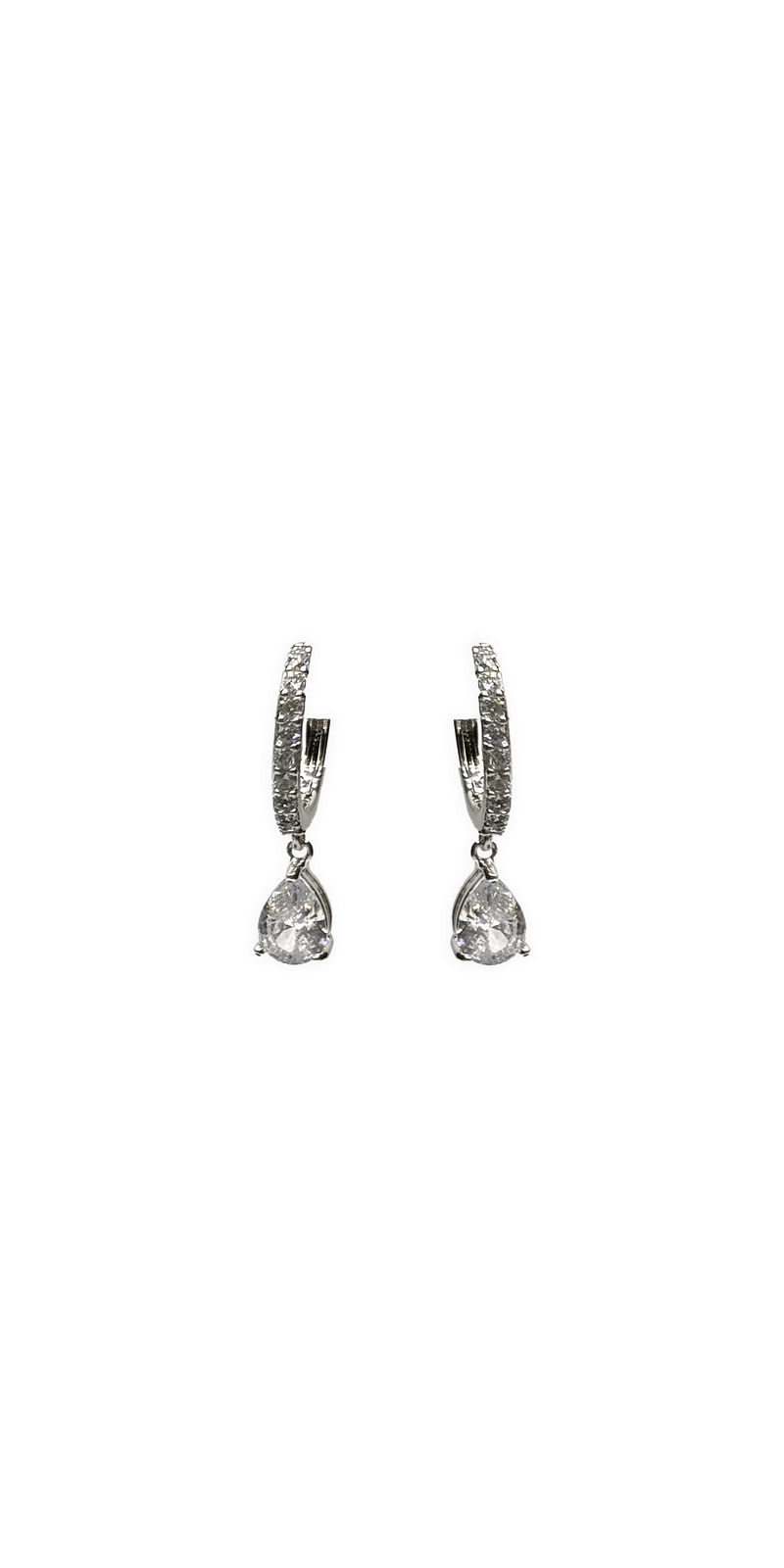 Channel Set Teardrop Hoop Earrings Image 1