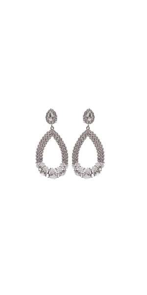 Chunky Rhinestone Open Teardrop Earrings Image 1