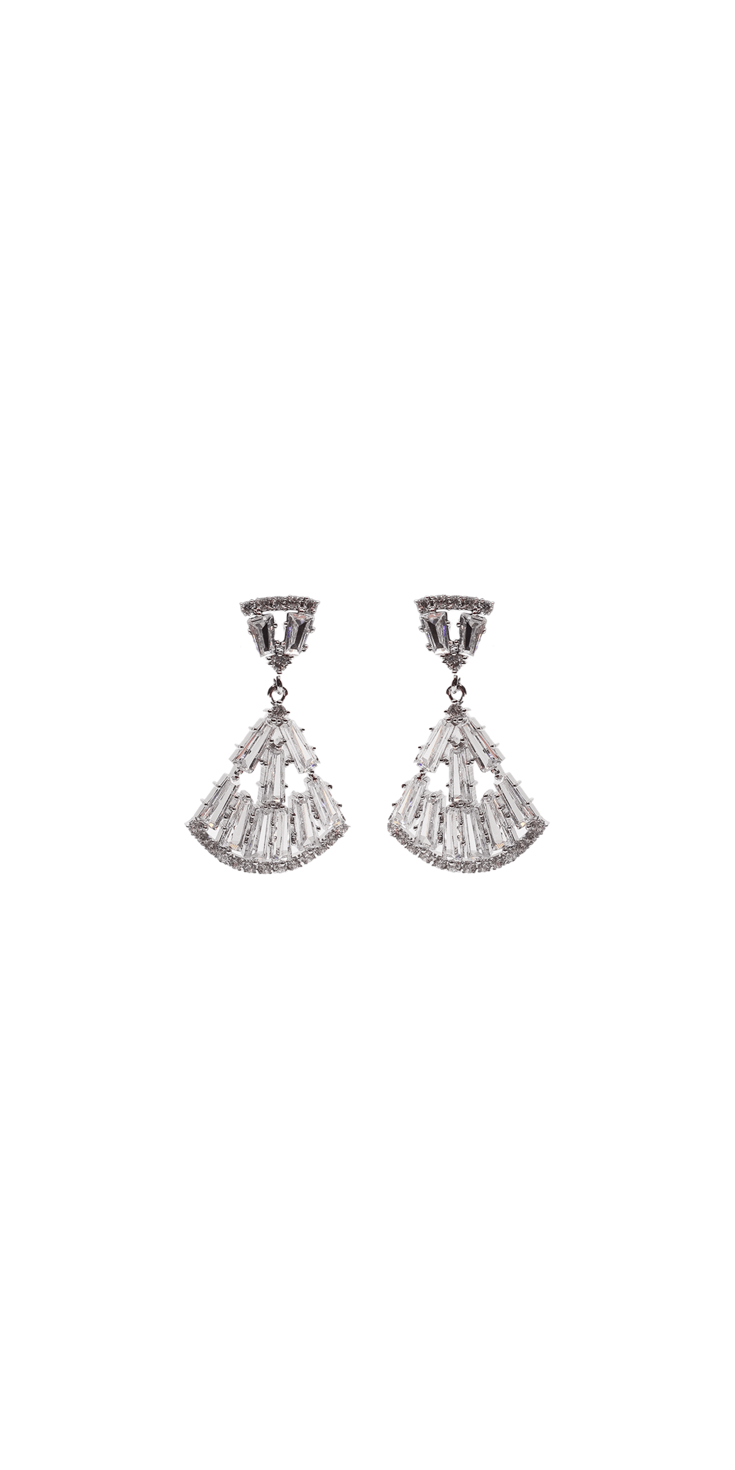 Camille La Vie Baguette Cubic Zirconia Fan Earrings OS / silver