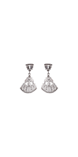 Baguette Cubic Zirconia Fan Earrings Image 1