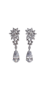 silver/one size/Camille La Vie/Flower Rhinestone Earring with Tear Drop/front