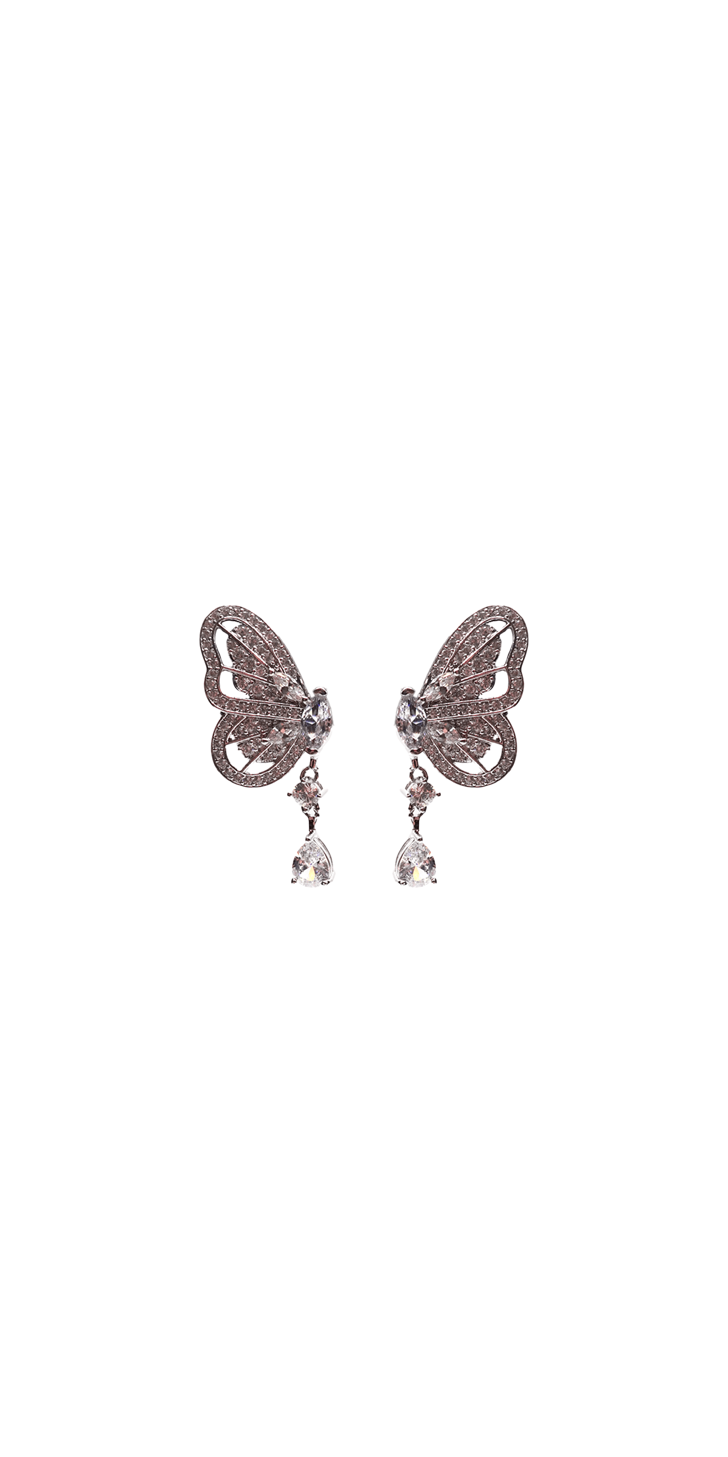 Cubic Zirconia Butterfly Drop Earrings