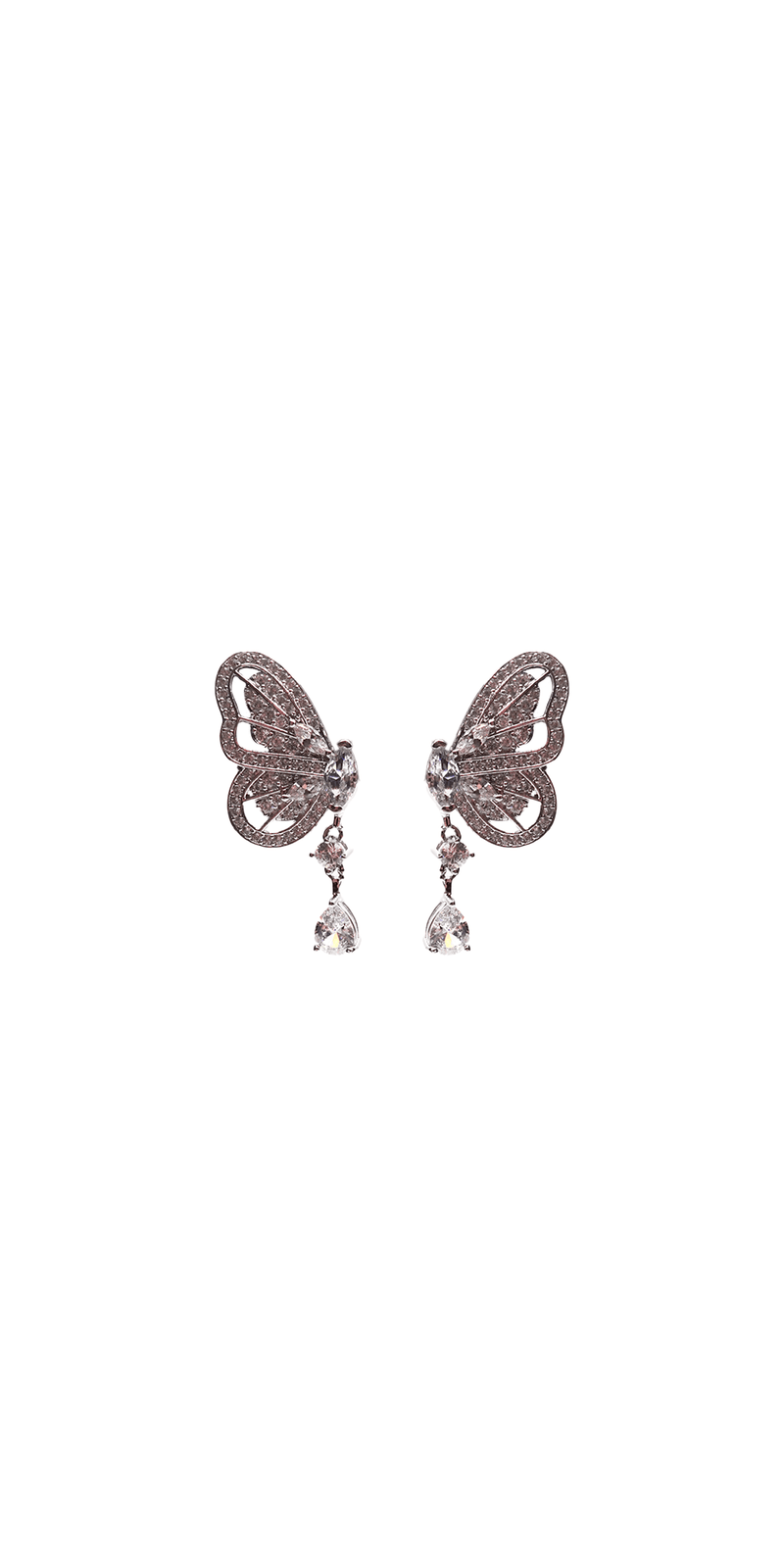 Cubic Zirconia Butterfly Drop Earrings Image 1
