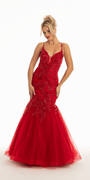 Beaded Embroidered Strappy Back Tulle Mermaid Dress Image 1