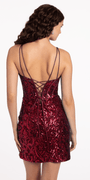 Art Deco Sequin Plunging Lace Up Back Bodycon Dress Image 2