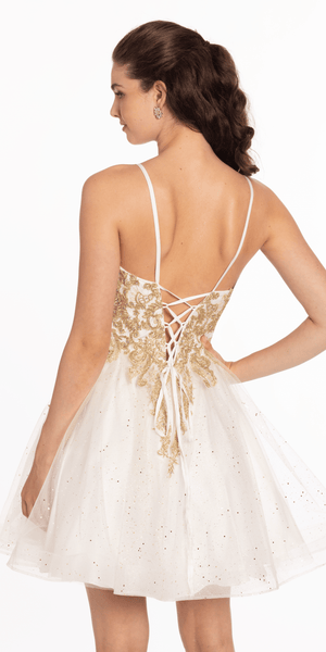 Metallic Embroidered Sweetheart Tulle Fit and Flare Dress Image 10