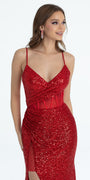 Illusion Sequin Corset Lace Up Column Dress Image 2