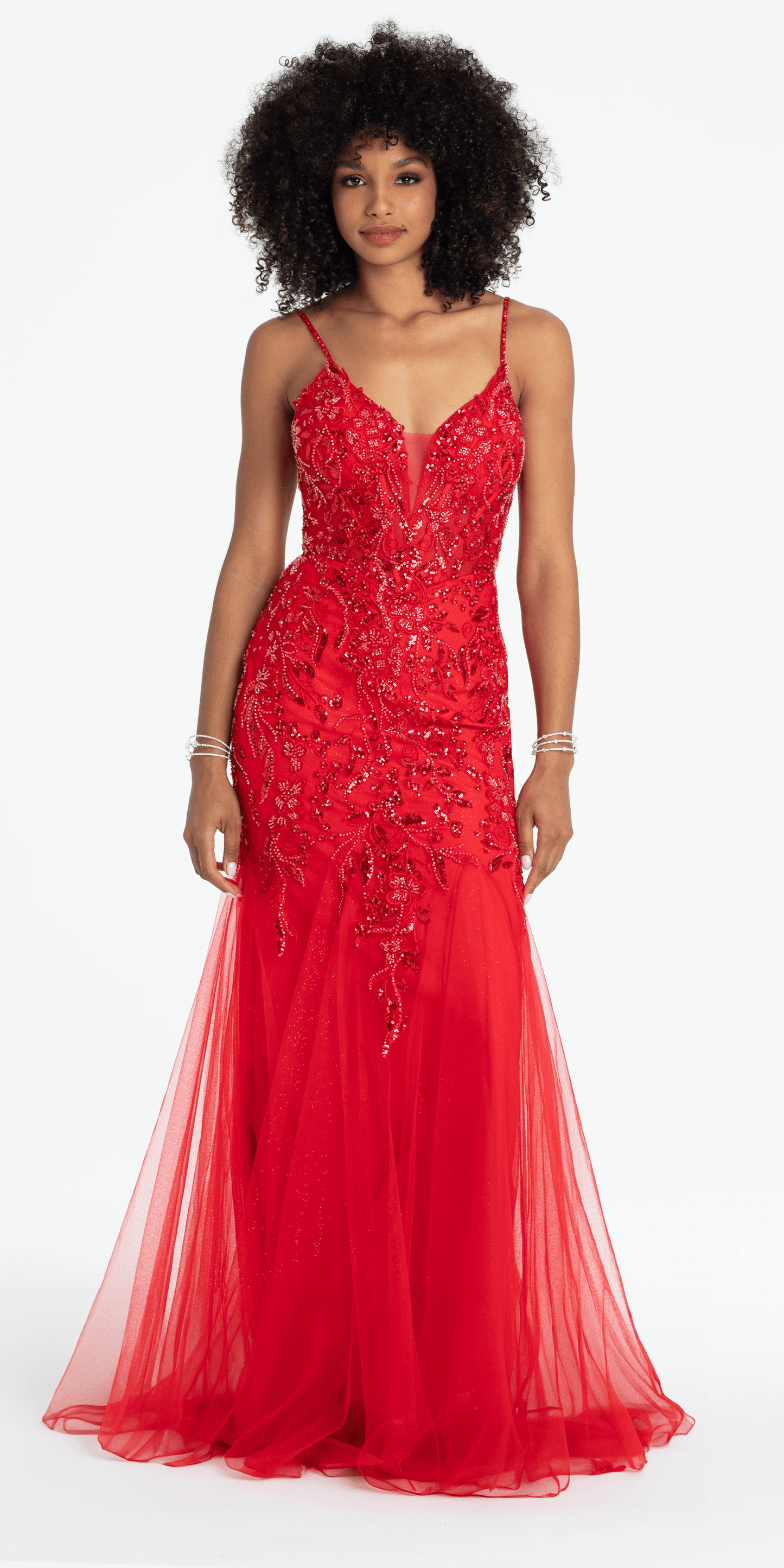 Beaded Embellished Plunging Glitter Mermaid Dress with Mesh Godets missy / 10 / red Beaded Embellished Plunging Glitter Mermaid Dress with Mesh Godets missy / 10 / red