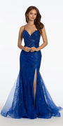 Plunging Embroidered Sequin Open Triple X Back Dress Image 1