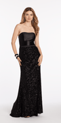 Strapless Stretch Satin Sequin Column Dress Image 4