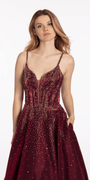 Satin Plunge Corset Ballgown with Heat Set Stones Image 2