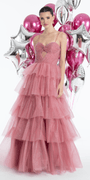 rose/size/4/missy/Camille La Vie/Pleated Peek-a-Boo-Sweetheart Tulle Tiered Ballgown with Heat Set Stones /front alt