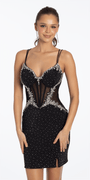 black-silver/size/2/missy/Camille La Vie/Crystal Edge Sweetheart Strappy Back Corset Jersey Bodycon Dress/front 2